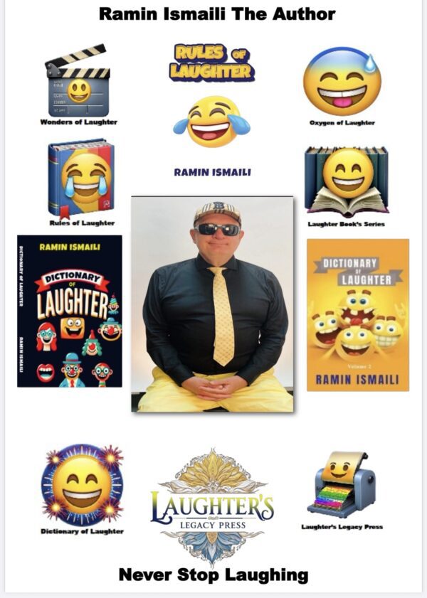 A man in yellow shirt and tie next to book.
